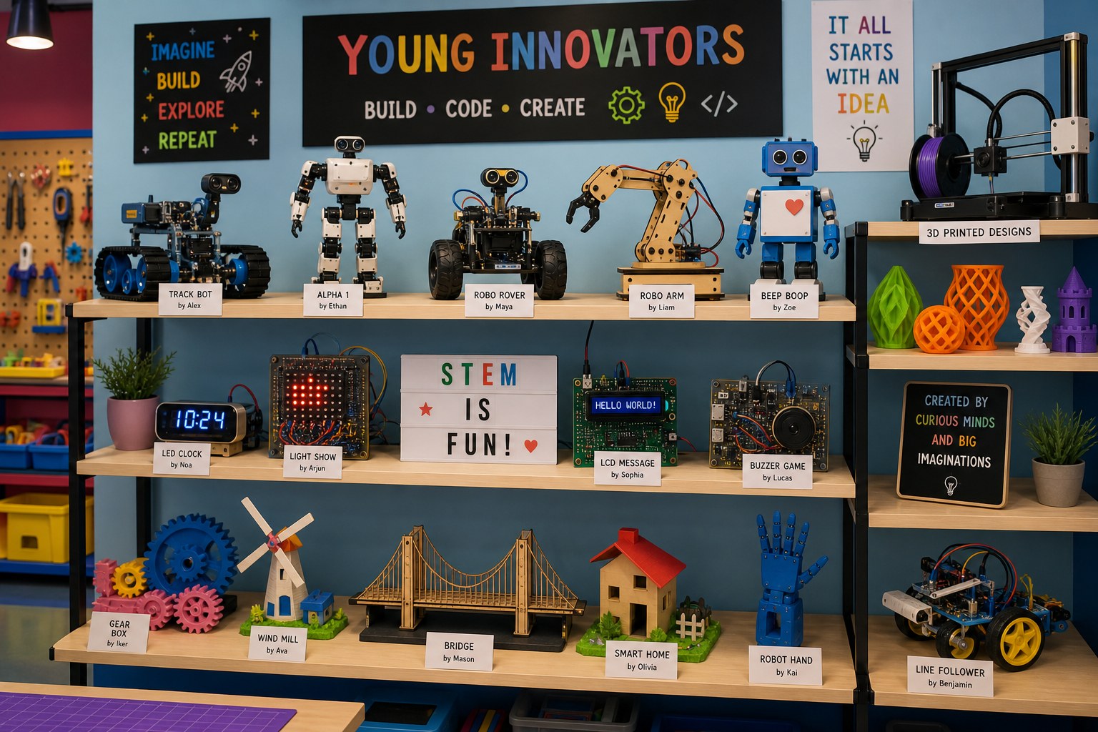 STEM projects on display in workshop